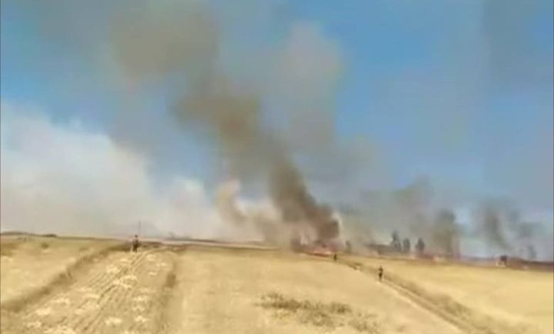 اندلاع حريق في حقل زراعي بجماعة عين السبيت بالخميسات (فيديو)