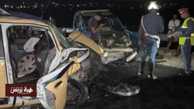إصابات خطيرة في اصطدام سيارتي أجرة بطريق تطوان-طنجة